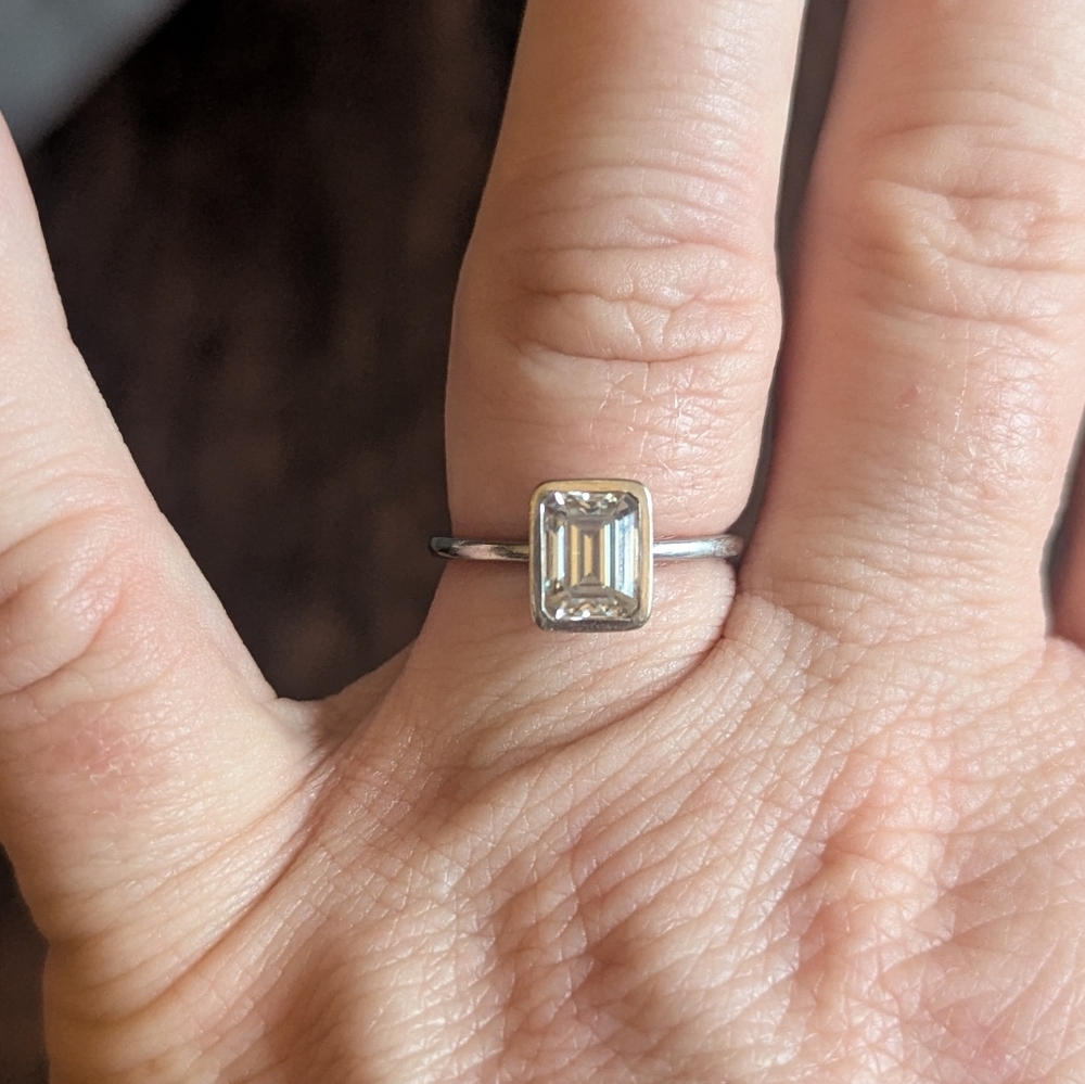 1.5 Ct Bezel Set Moissanite Gold Ring